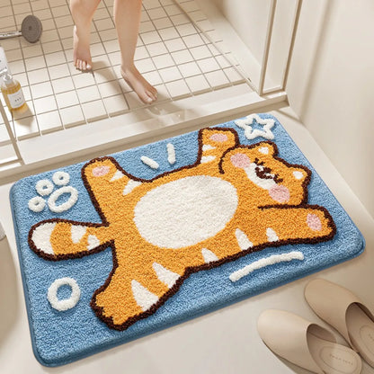 Cartoon Dinosaur Pattern Bathroom Non Slip Water Absorbent Floor Mats