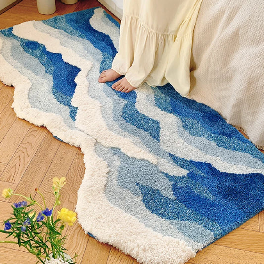 Blue Sea Pattern Tufted Rug Funny Japanese Style Tufting Rug