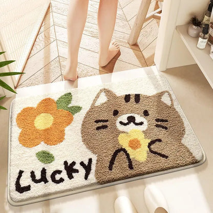 Bathroom Water-Absorbing Rug Cute Anti-Slip Imitation Cashmere