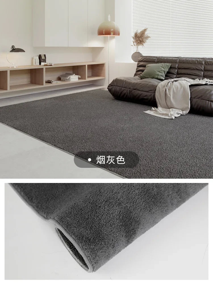 Japanese Minimalist Solid Color Plush Rugs