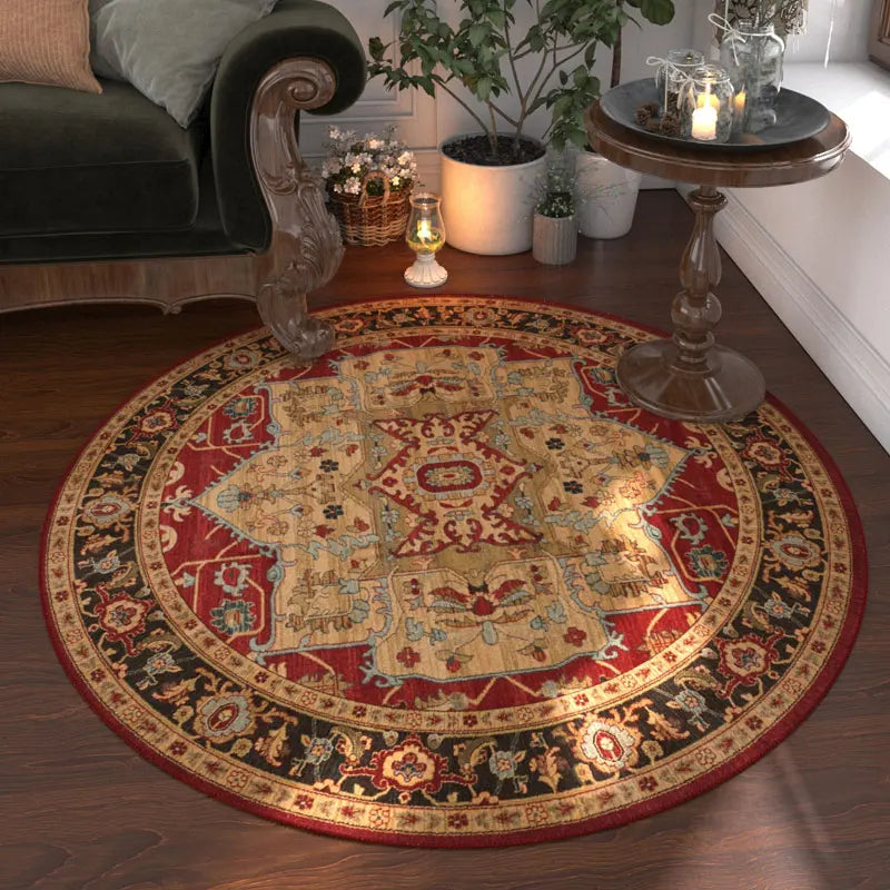 Nordic Style Bedroom Decor Round Carpet Retro American
