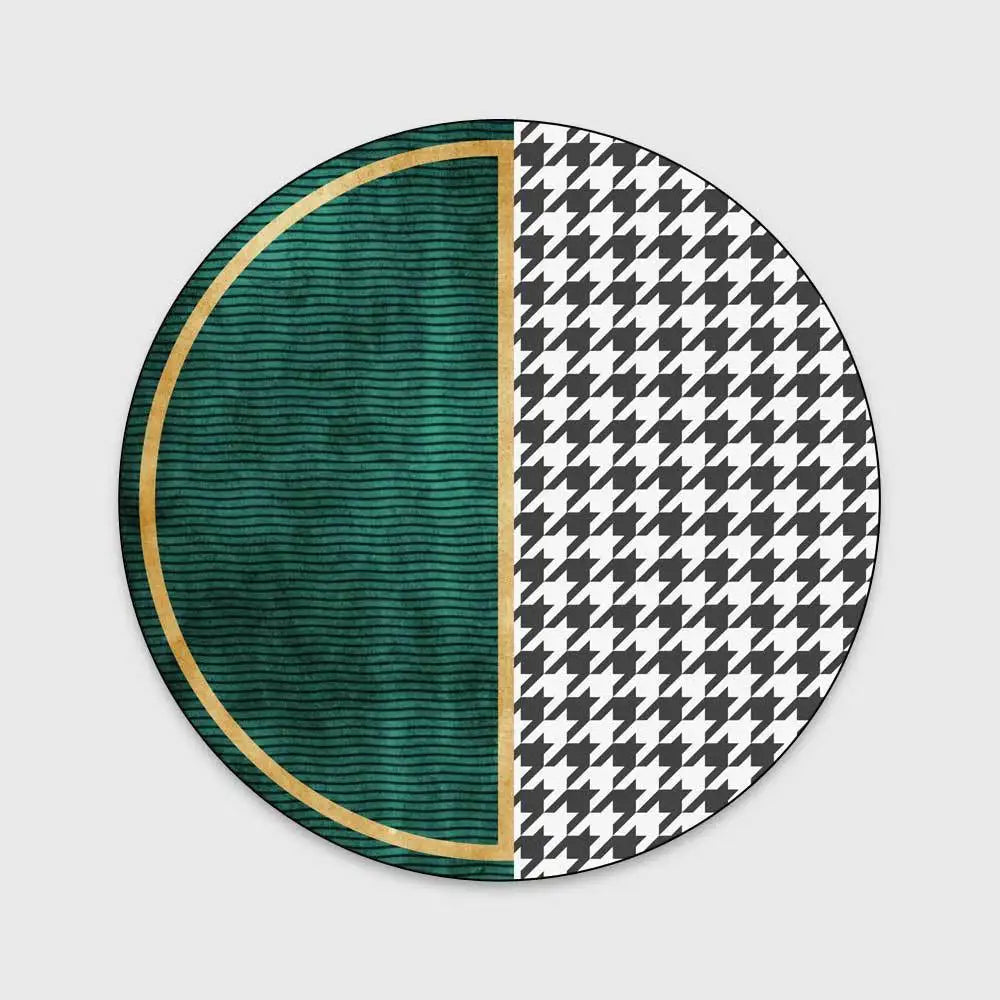 Light Luxury Rugs For Bedroom Dark Green Round Carpets