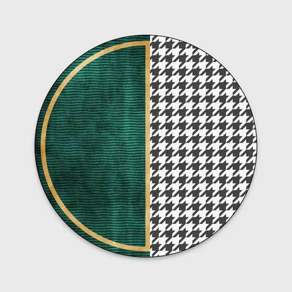 Light Luxury Rugs For Bedroom Dark Green Round Carpets