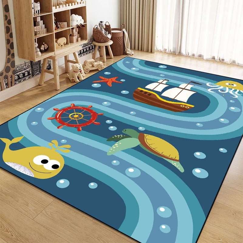 Cartoon City Traffic Carpet Children's Play Mat Fluffy Soft Large Area Rug