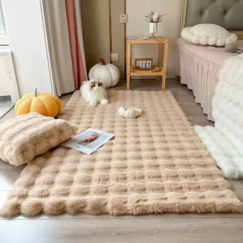 Bubble Plush Carpet For Home Decor Imitation Rabbit Hair