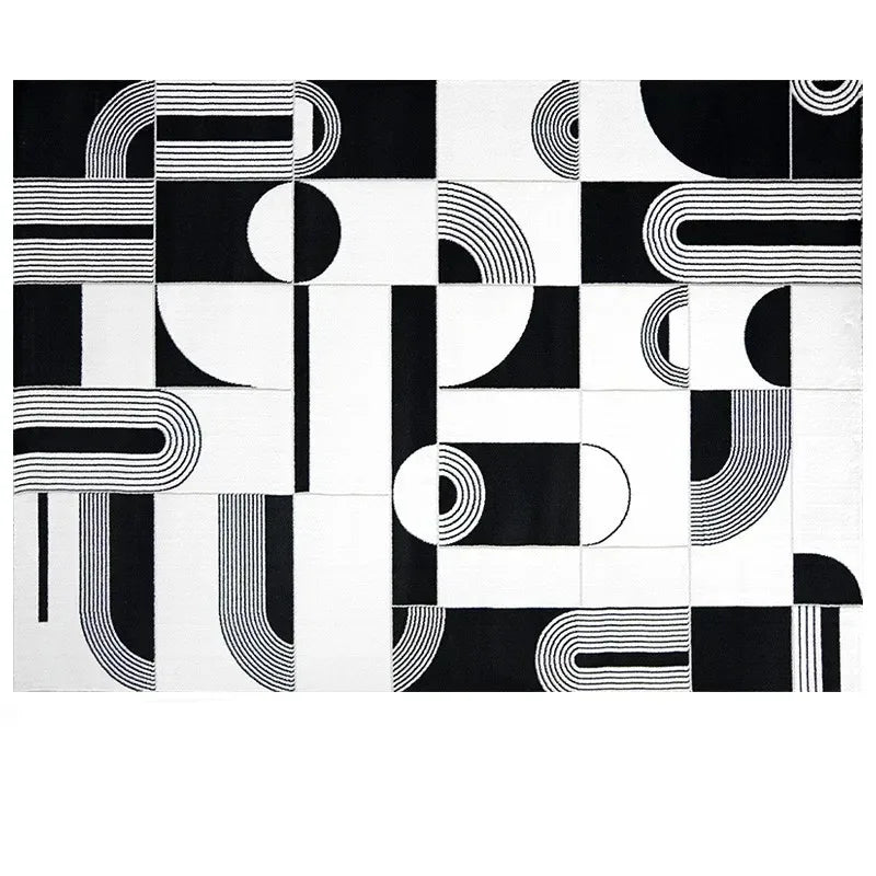 Light Luxury Rugs for Bedroom Black White Plaid