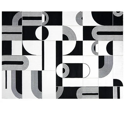 Light Luxury Rugs for Bedroom Black White Plaid