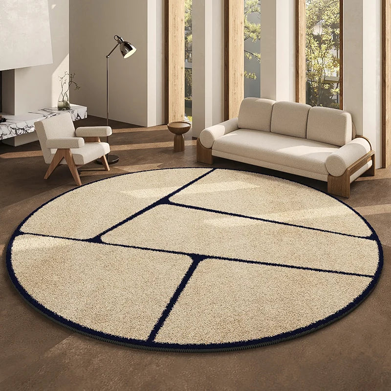 Round Geometric Living Room Carpet Modern Minimalist