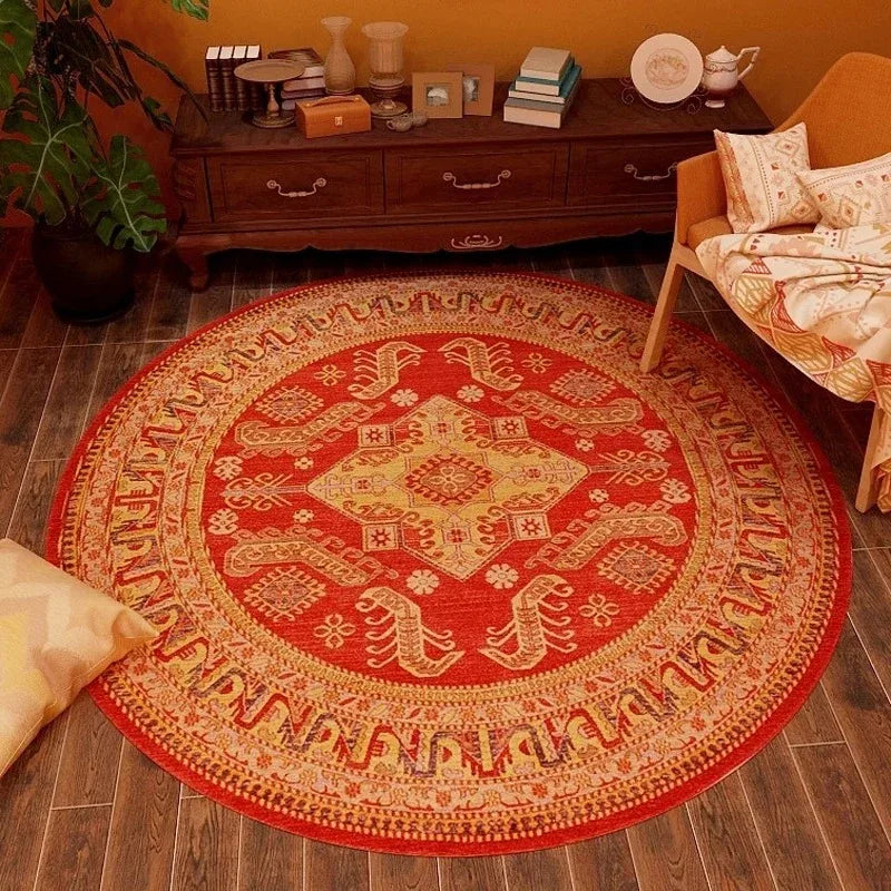 Vintage Bohemian Ethnic Style Circular Printed Carpet