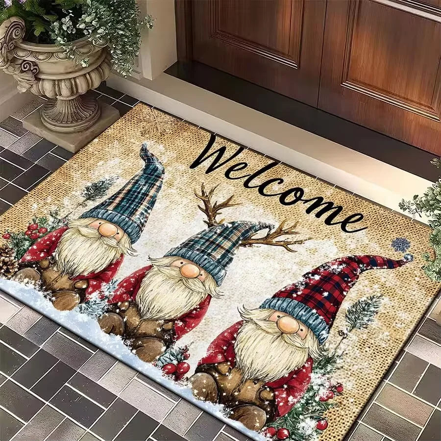 1PC Three Santa Claus Festive Christmas Rug