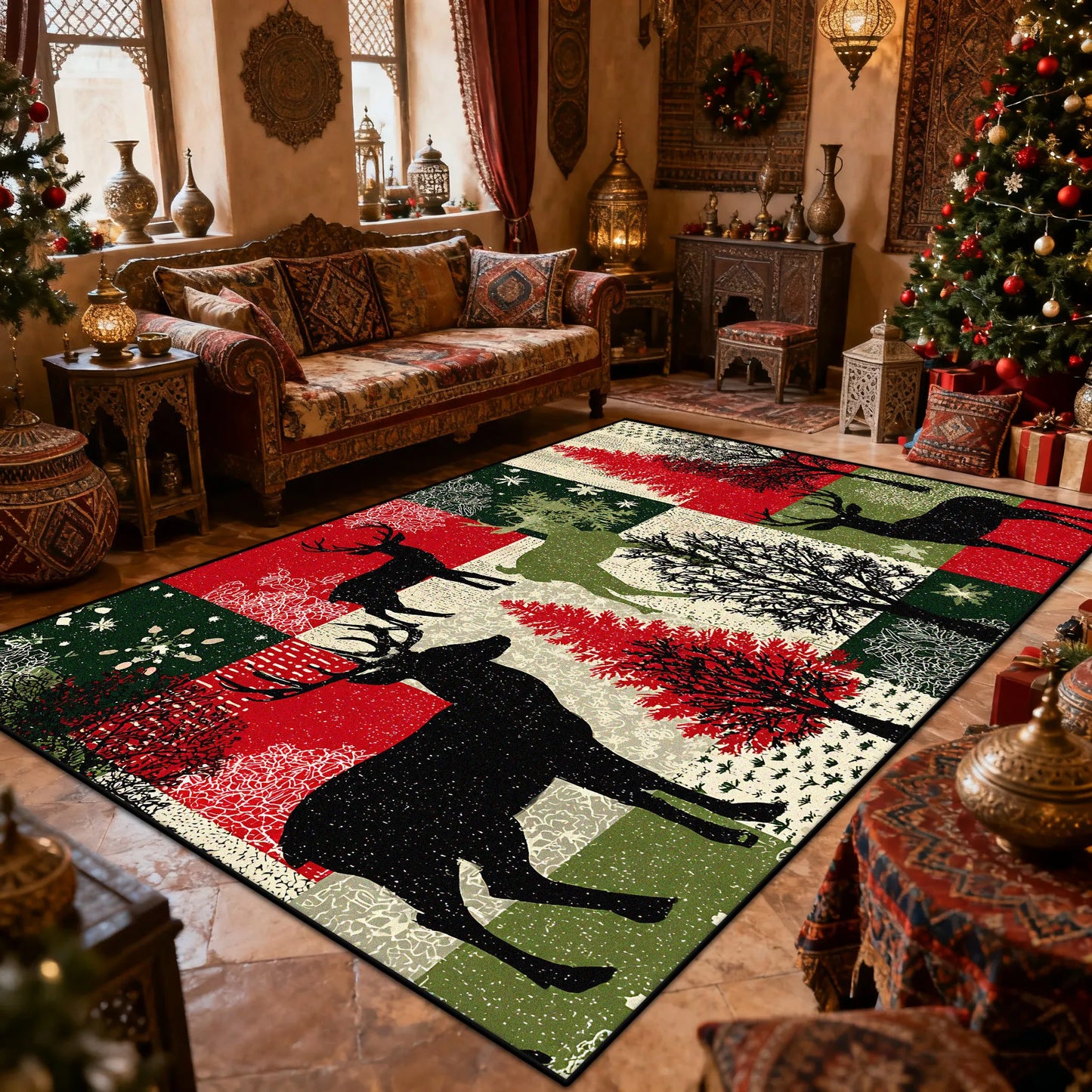 Bohemian Style Living Room Carpet Christmas Decoration