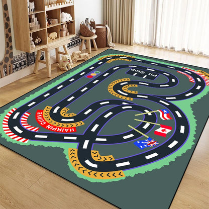 Cartoon City Traffic Carpet Children's Play Mat Fluffy Soft Large Area Rug