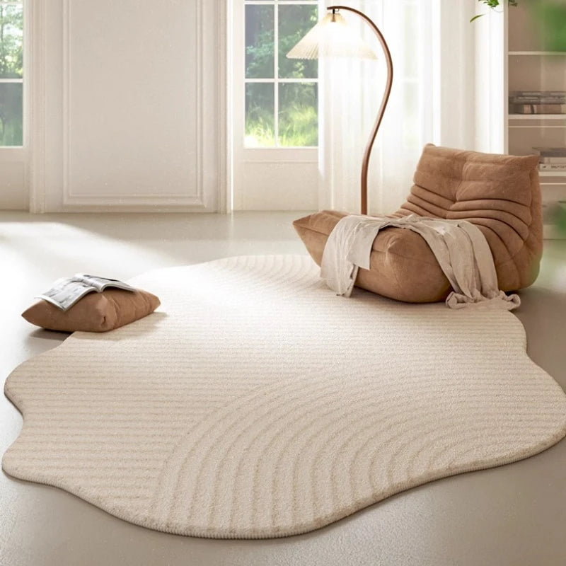 Cream Style Carpets Irregular Shapes Bedroom Decor Soft Carpet