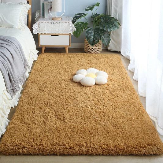 Plush Khaki Faux Lambswool Rug