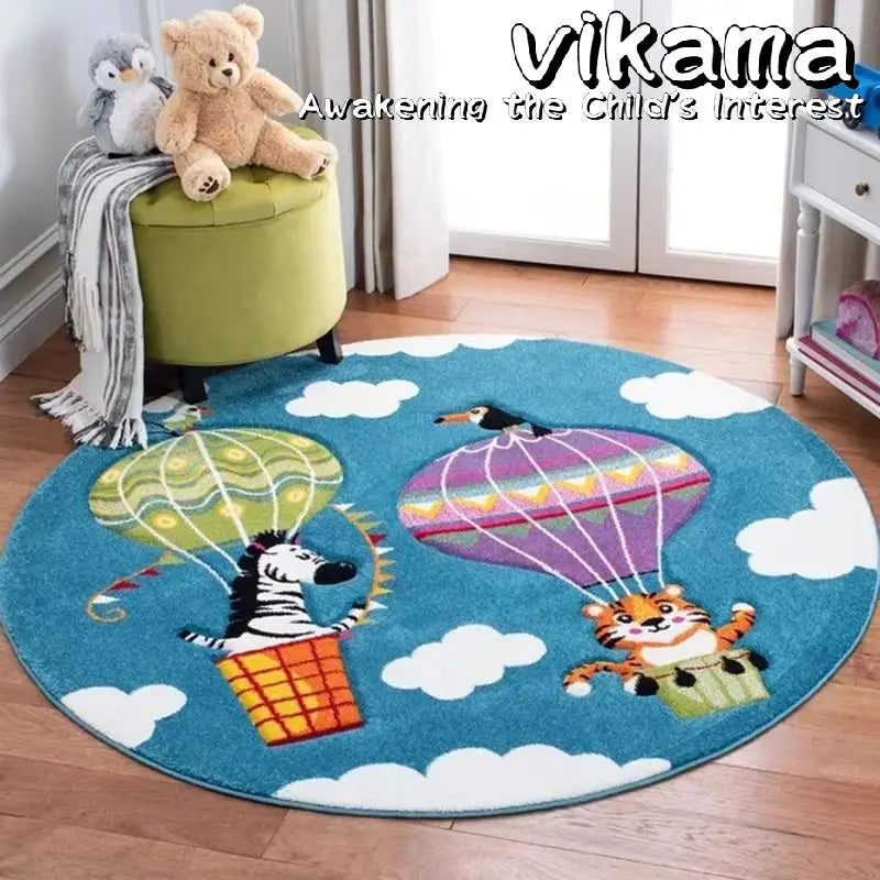 Cartoon Animal Imitation Cashmere Round Carpet