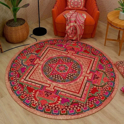 Vintage Bohemian Ethnic Style Circular Printed Carpet