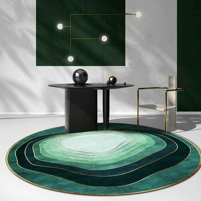 Light Luxury Rugs For Bedroom Dark Green Round Carpets