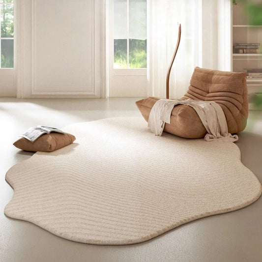 Cream Style Carpets Irregular Shapes Bedroom Decor Soft Carpet