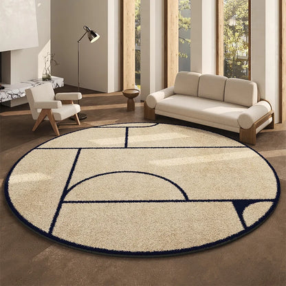 Round Geometric Living Room Carpet Modern Minimalist