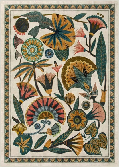 American Pastoral Style Flora Fauna Print Rugs