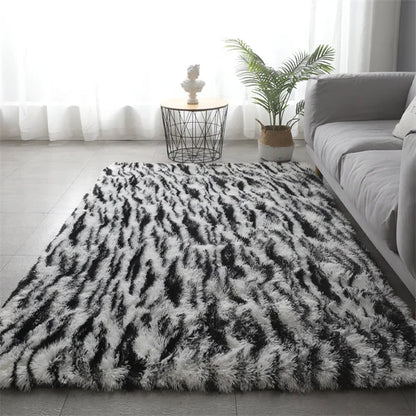 Modern Shag Leopard Print Fluffy Rug