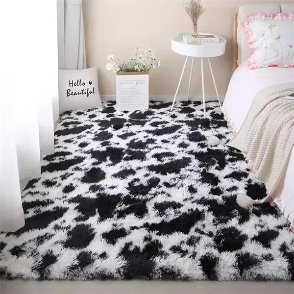 Modern Shag Leopard Print Fluffy Rug