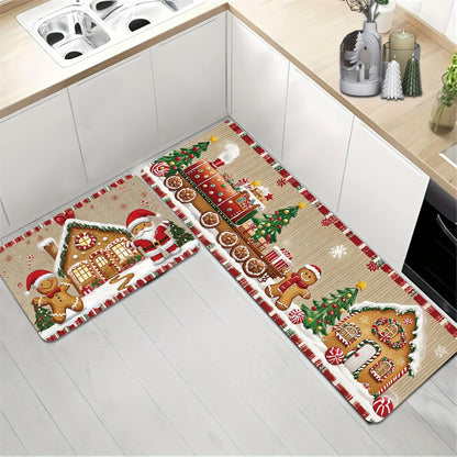 1/2PCS Christmas Kitchen Carpet