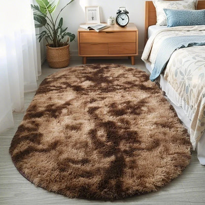 Fluffy Oval Plush Carpet Extra Soft Rug For Living Room