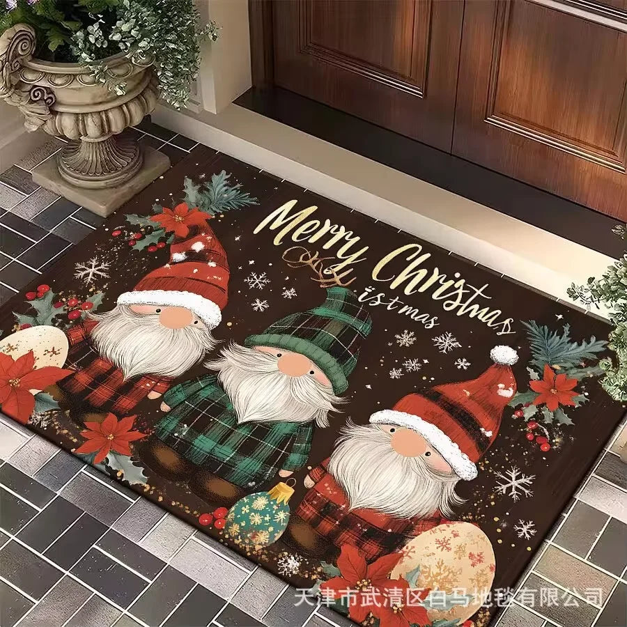 1PC Three Santa Claus Festive Christmas Rug