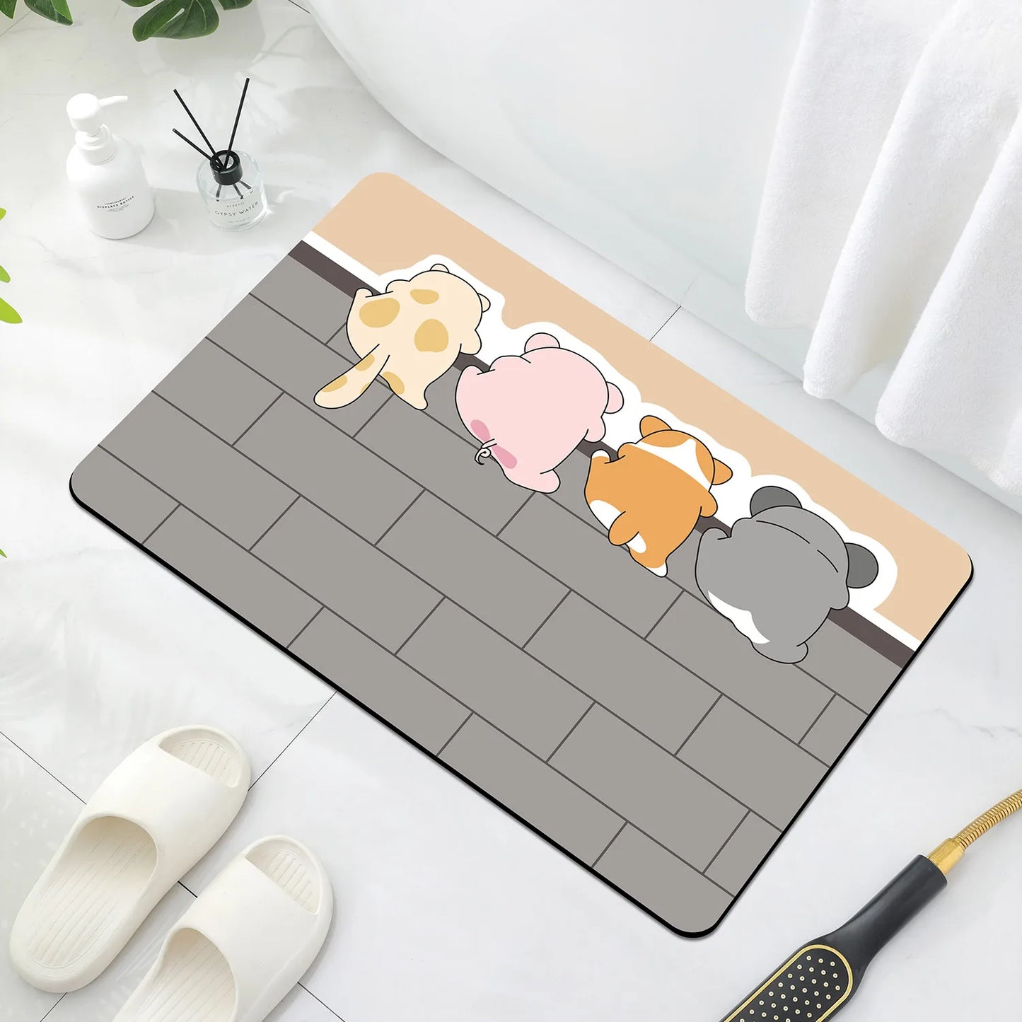 Cartoon Soft Diatomaceous Bathroom Absorbent Floor Mat