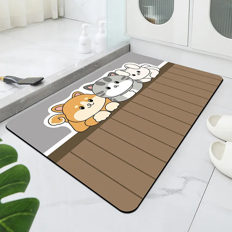 Cartoon Soft Diatomaceous Bathroom Absorbent Floor Mat