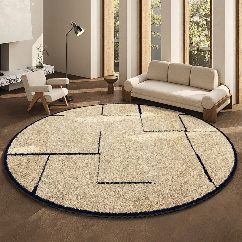 Round Geometric Living Room Carpet Modern Minimalist