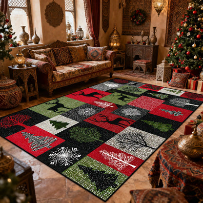 Bohemian Style Living Room Carpet Christmas Decoration