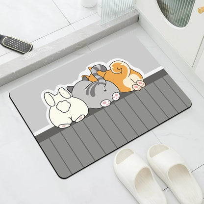 Cartoon Soft Diatomaceous Bathroom Absorbent Floor Mat