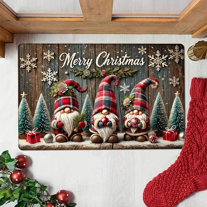 1PC Three Santa Claus Festive Christmas Rug