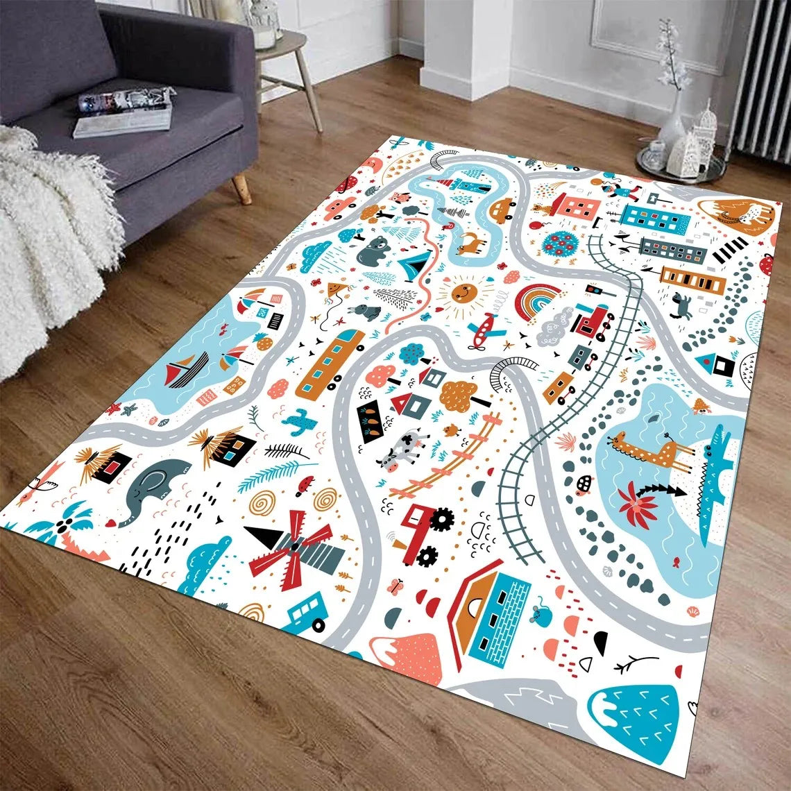 Car Play Mat for Boys and Girls Highway City Traffic