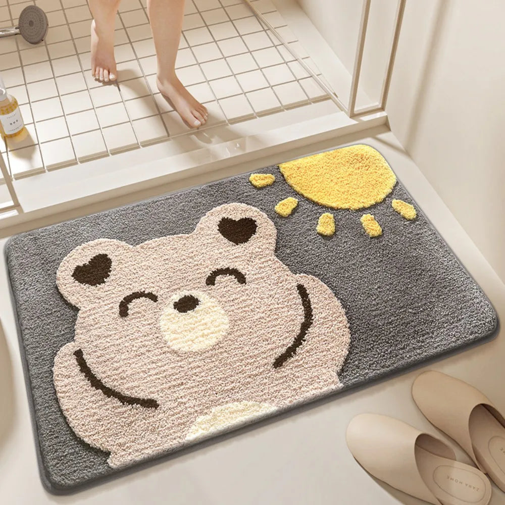 Cartoon Dinosaur Pattern Bathroom Non Slip Water Absorbent Floor Mats
