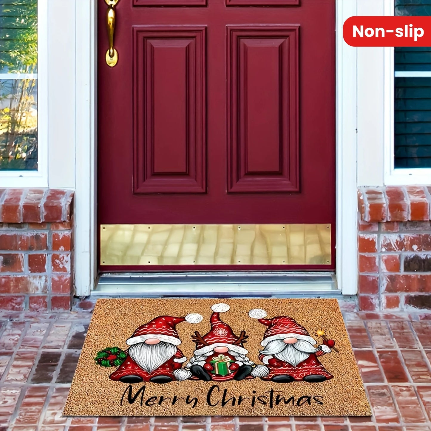 1PC Three Santa Claus Festive Christmas Rug