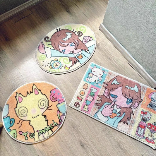 Cat Girl Carpet Soft Cute Children's Room