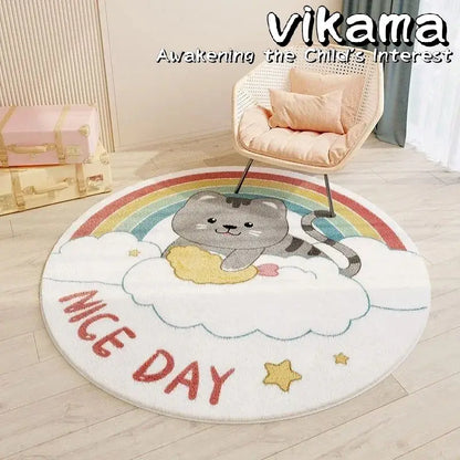 Cartoon Animal Imitation Cashmere Round Carpet