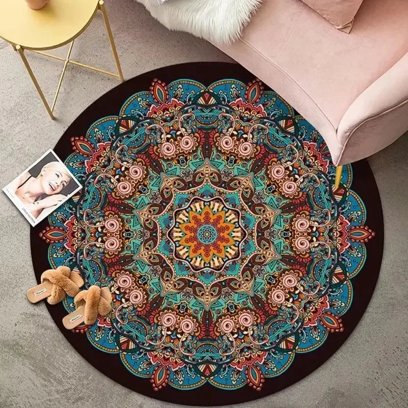 Vintage Bohemian Ethnic Style Circular Printed Carpet