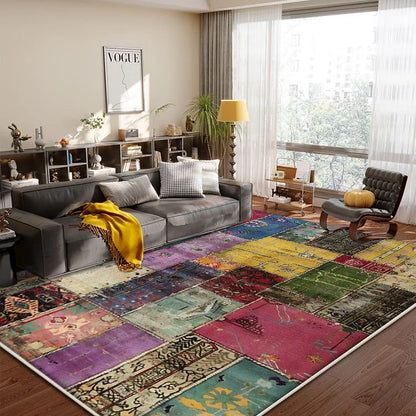 Boho Retro Living Room Carpet
