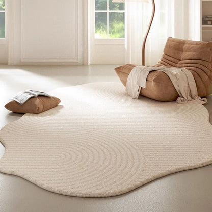 Cream Style Carpets Irregular Shapes Bedroom Decor Soft Carpet
