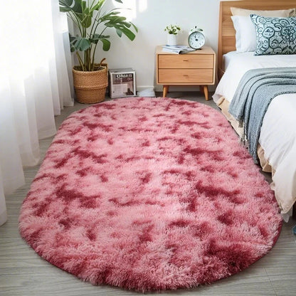 Fluffy Oval Plush Carpet Extra Soft Rug For Living Room