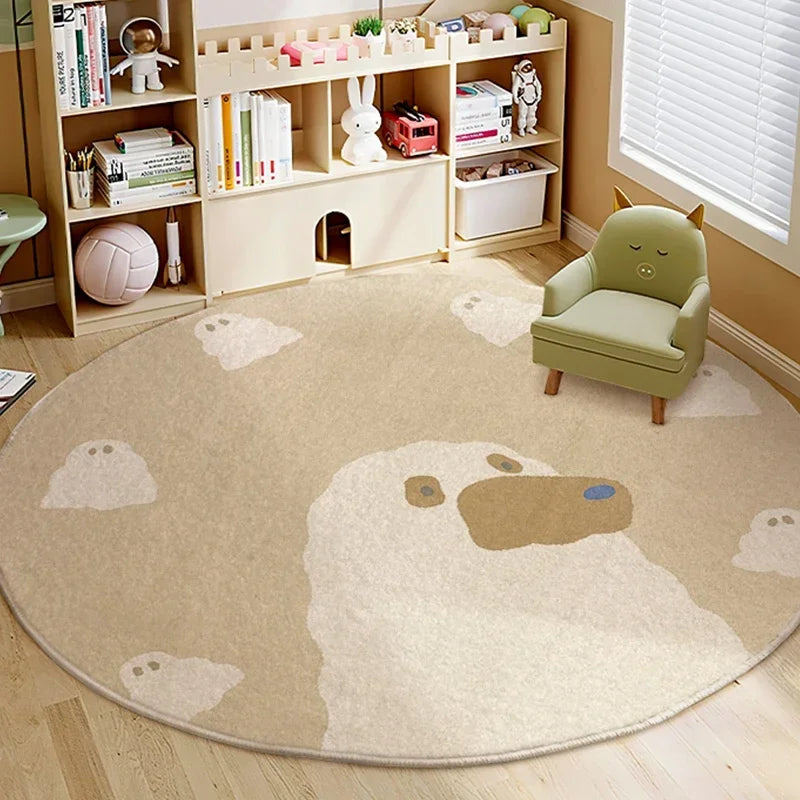 Cartoon Style Bedroom Decor Lion Pattern Carpet