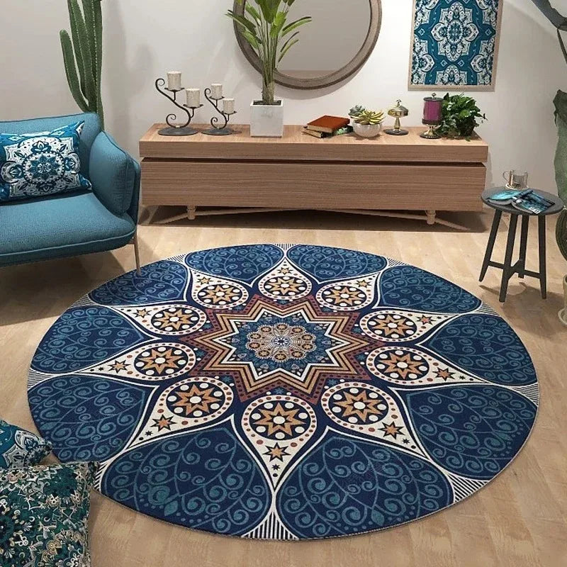 Vintage Bohemian Ethnic Style Circular Printed Carpet