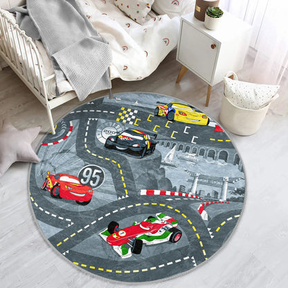 Cars Nursery Rug Cartoon Playmat for Kids Room
