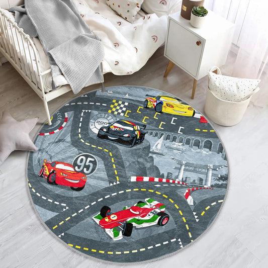Cars Nursery Rug Cartoon Playmat for Kids Room