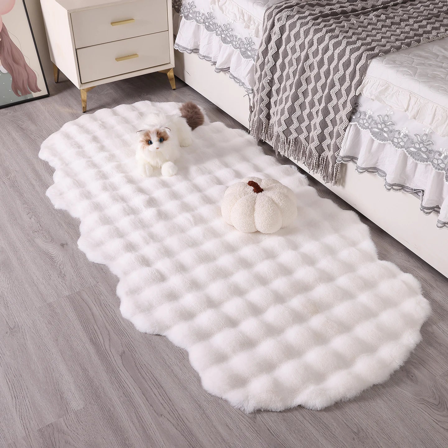 Bubble Velvet Faux Rabbit Fur Rug Ultra Soft