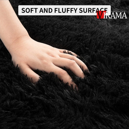 Black Area Plush for Bedroom Living Room Fluffy Rug